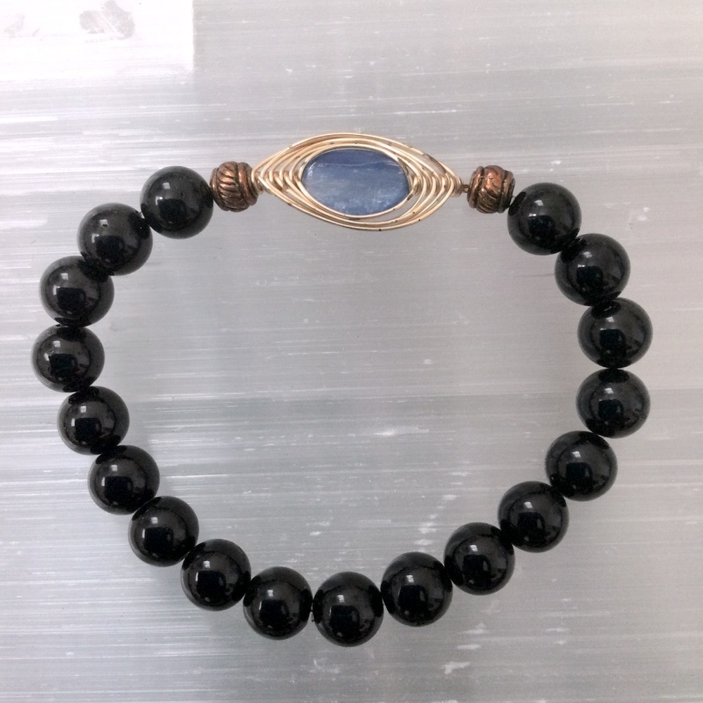 Blue Kyanite Evil Eye Gemstone Bracelet